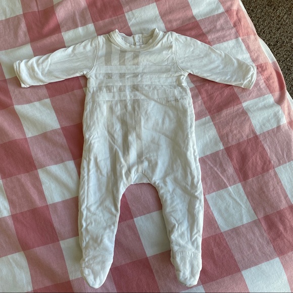 white burberry baby grow